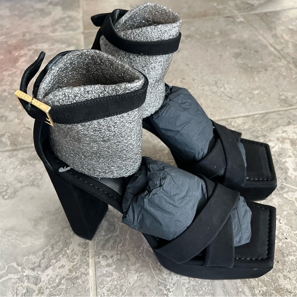 Good American Suede Platform Ankle Strap Sandals Size 11.5 NEW in Box w/Dust Bag - Picture 7 of 12